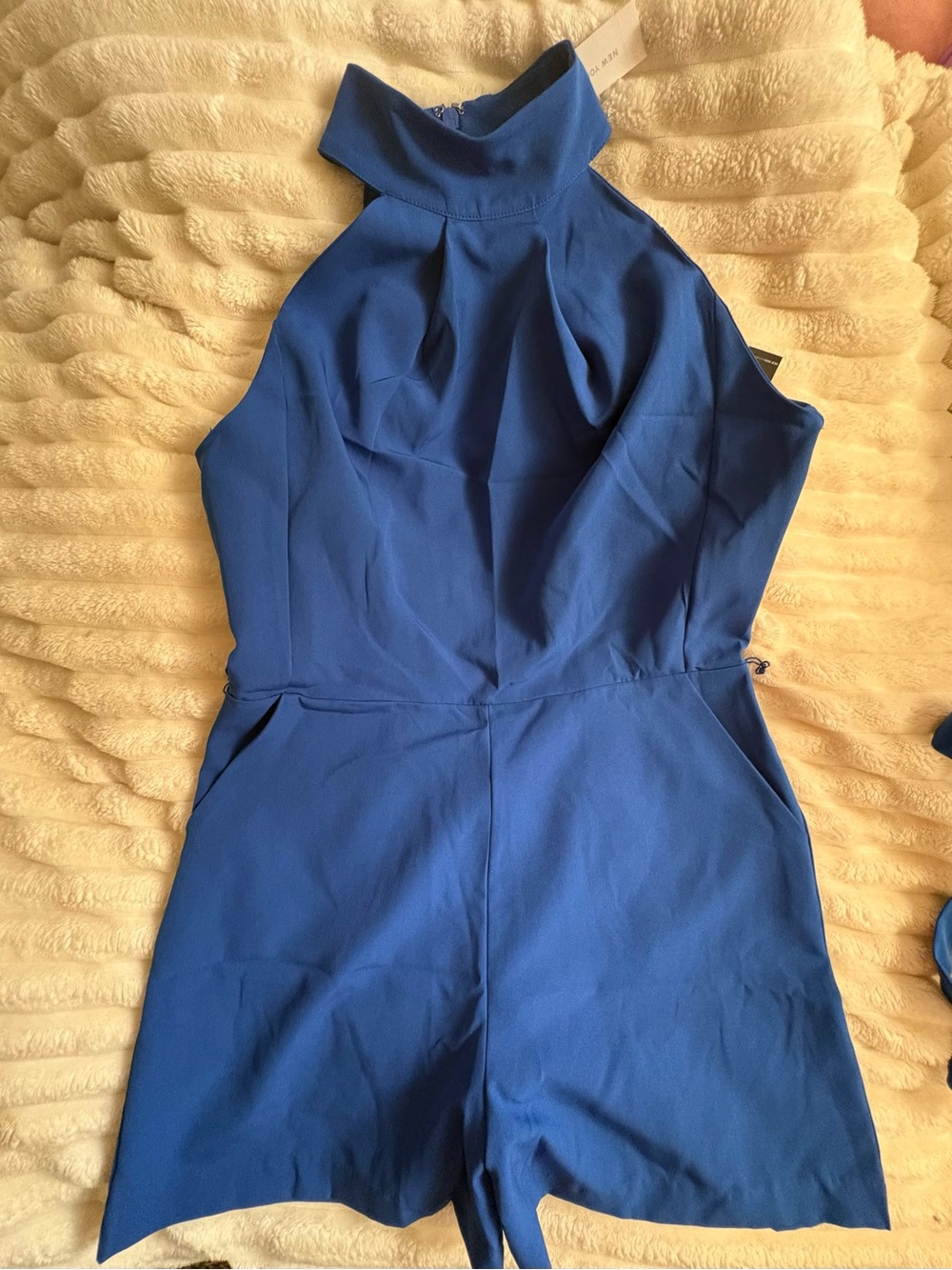 NWT NY&C Royal Blue High Neck Romper w/ Tie Waist